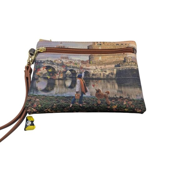 Y Not? Womens European Scenic Wristlet Wallet Print & Gold Zipper Accents - Picture 9 of 11